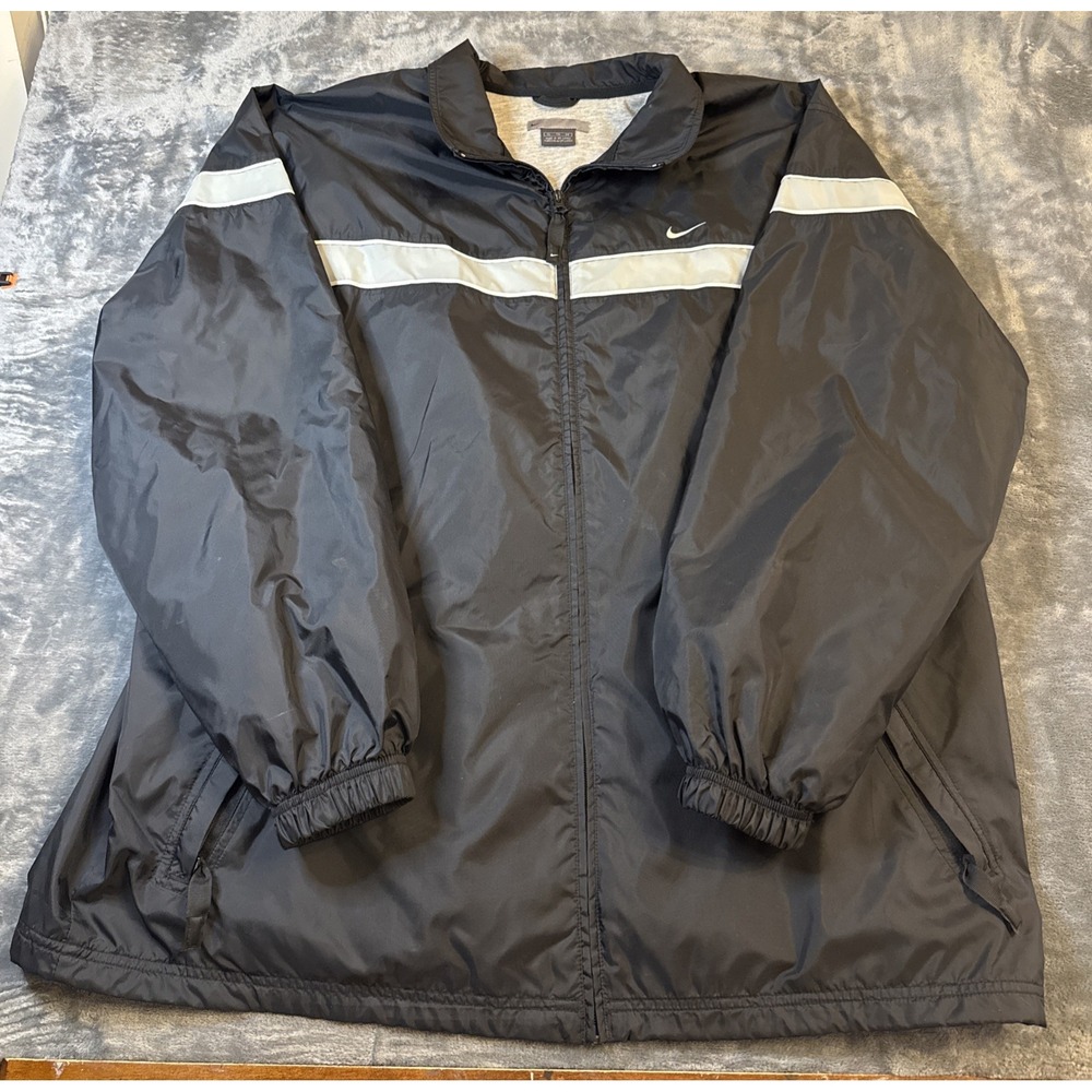 Vintage 90s Nike White Tag Full Zip Cotton Lined Windbreaker Jacket Black XL